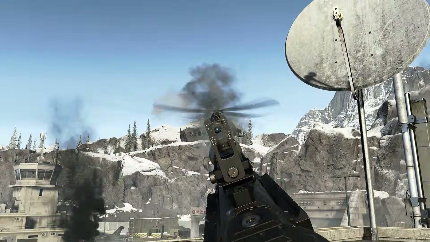 A missile striking a satellite dish tower in the Call of Duty Modern Warfare 4 campaign trailer