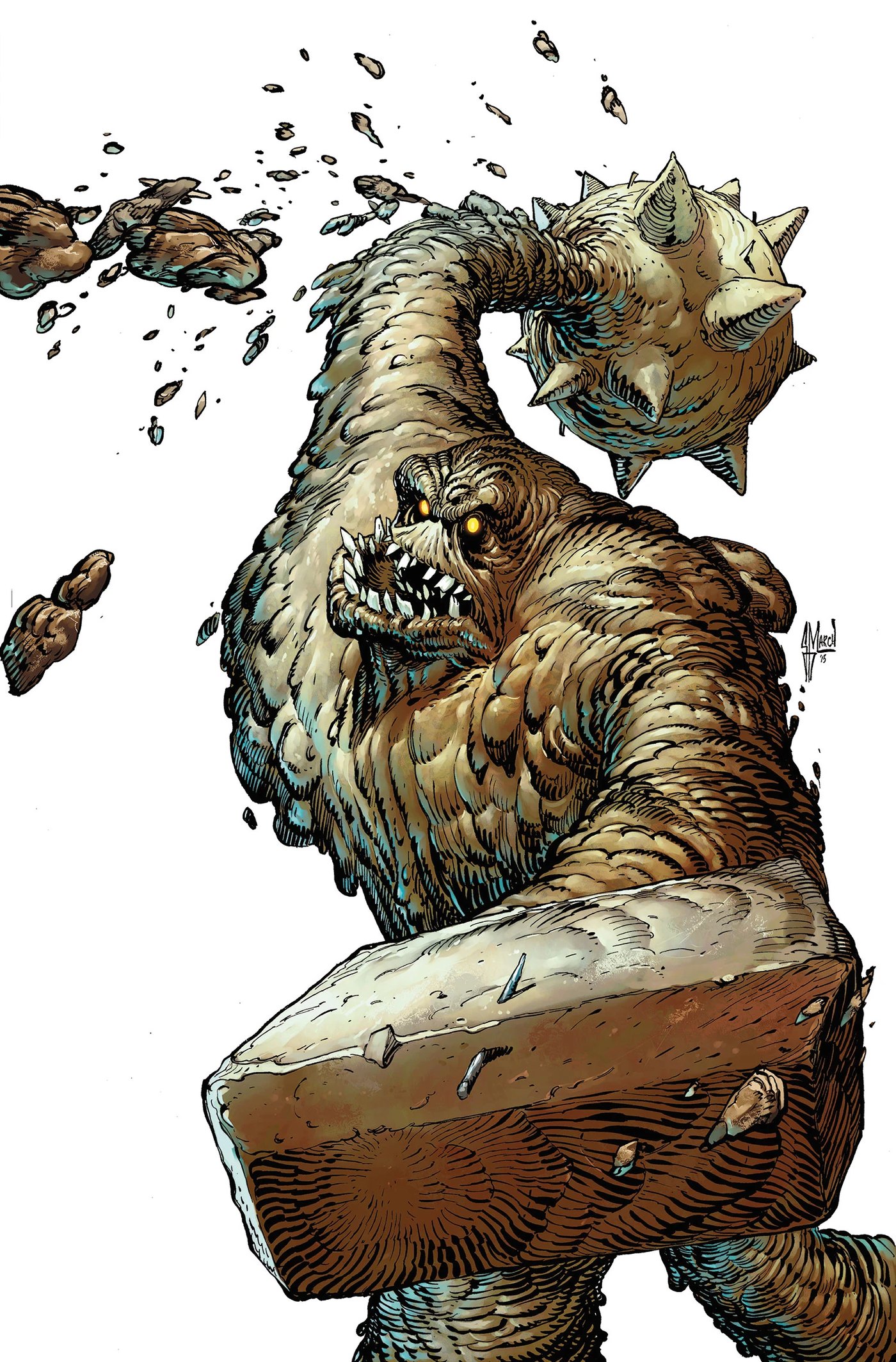 Clayface mid-transformation on a comic cover