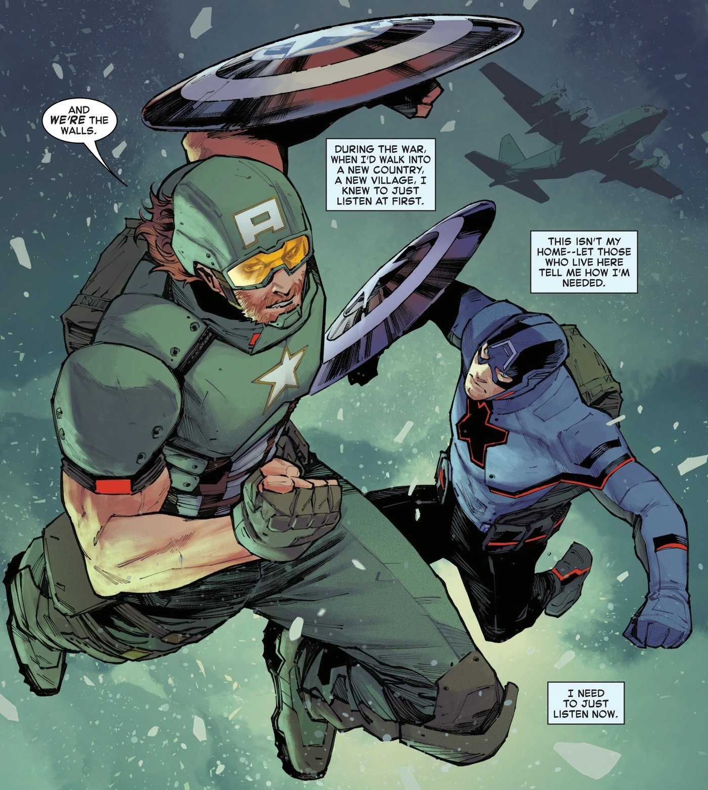 David Colton, the post-9/11 Captain America stand-in, alongside Steve Rogers