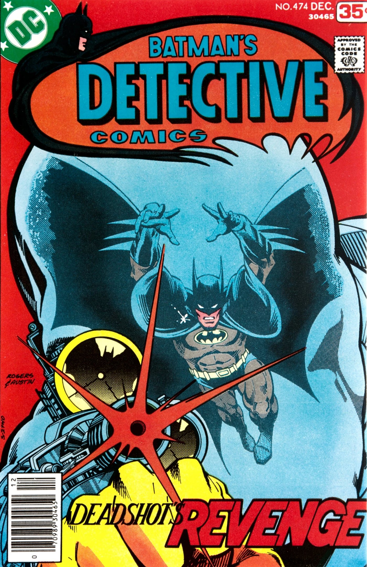 Detective Comics #474 cover, Deadshot's 1977 costume redesign