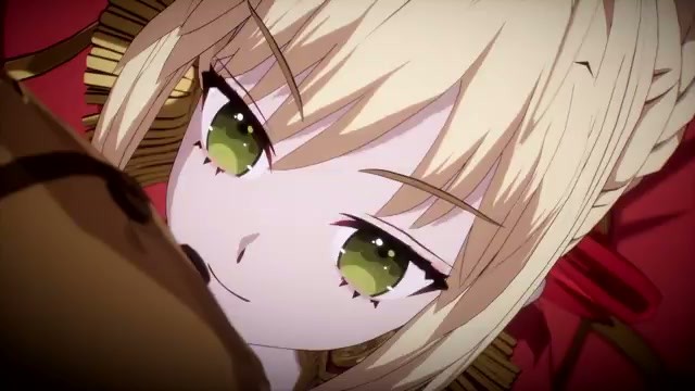 Close-up of Nero Claudius's face in the Fate/EXTRA Record Saber trailer