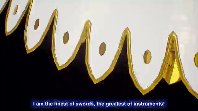Close detail on Nero Claudius's gold-trimmed Saber dress in Fate/EXTRA Record