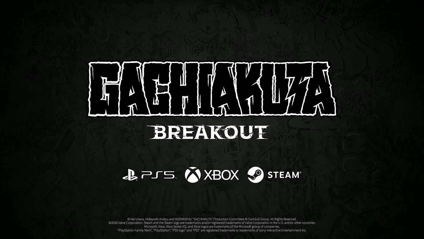 Gachiakuta: Breakout logo with PS5, Xbox and Steam platform icons