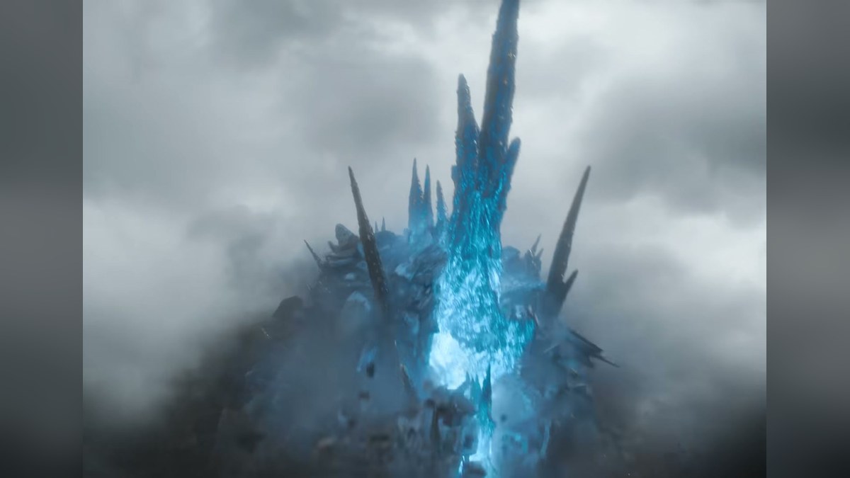 Godzilla's dorsal spikes glow blue with atomic breath energy in the Godzilla Minus Zero official trailer