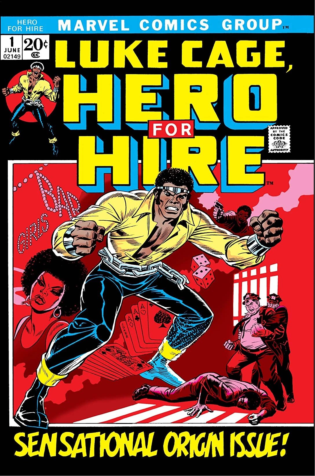 Hero for Hire #1 cover, June 1972, Luke Cage's debut issue