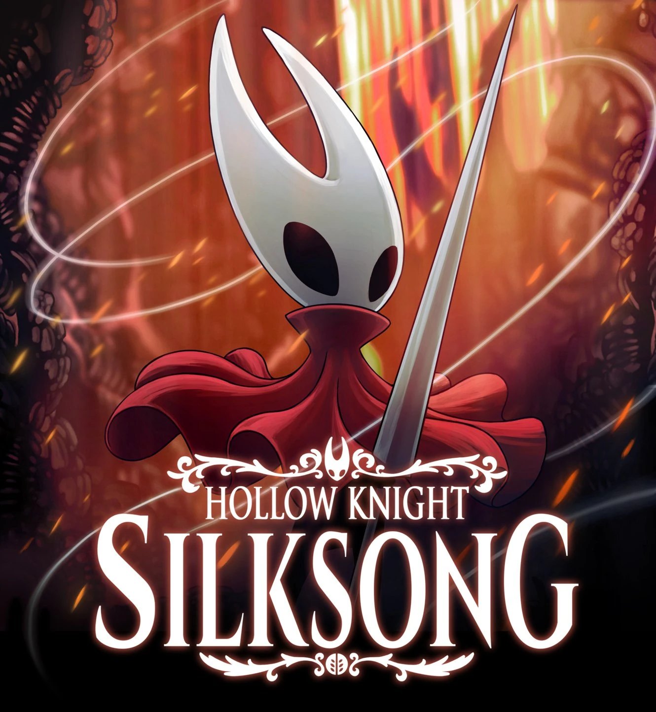 Hollow Knight: Silksong cover art showing Hornet with her needle raised