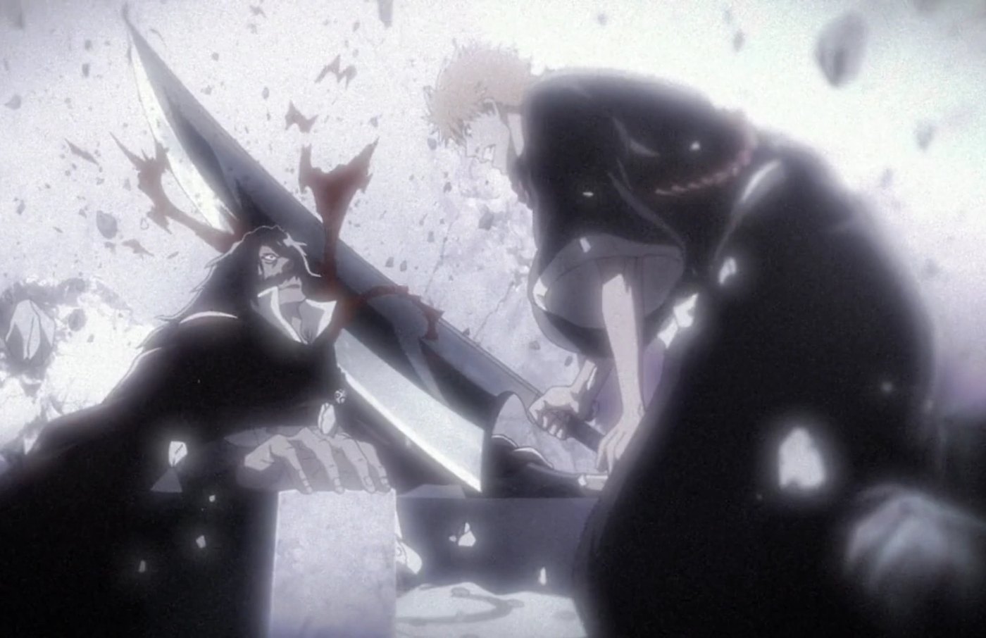 Ichigo Kurosaki clashes swords with Yhwach in Bleach: Thousand-Year Blood War