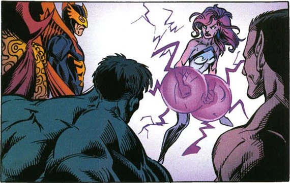 Jessica Jones confronts Zebediah Killgrave (Purple Man) in an interior page from Alias