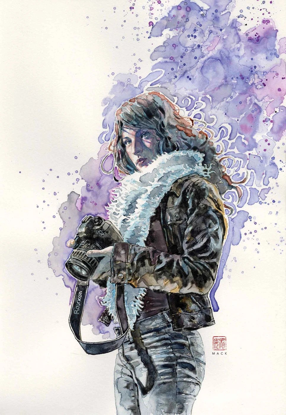 Jessica Jones painted portrait, textless variant art by David Mack