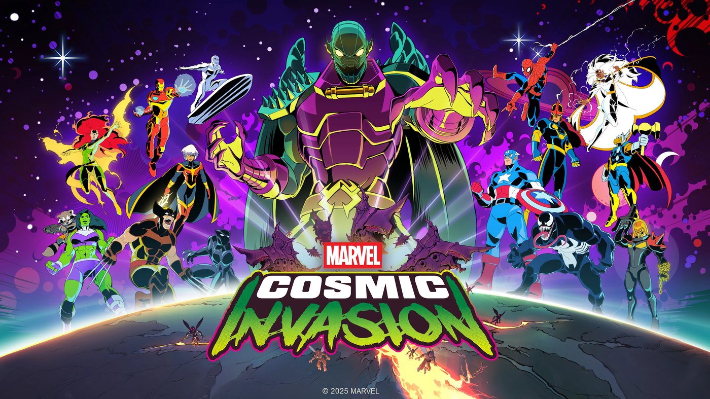 Marvel Cosmic Invasion artwork showing the playable hero roster