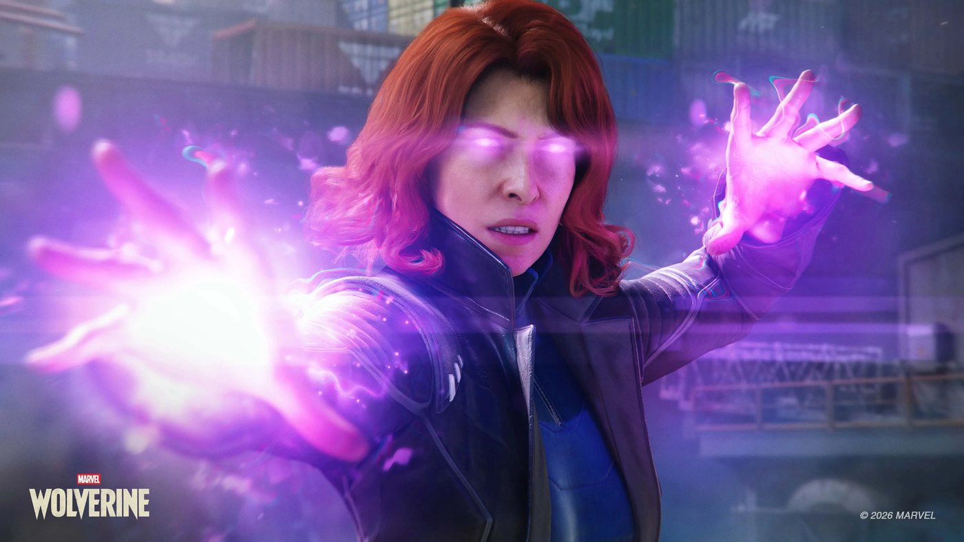 In-game screenshot from Marvel's Wolverine showing Jean Grey using telekinetic powers