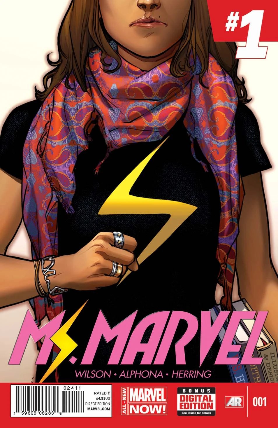 Ms. Marvel Vol. 3 #1 cover, 2014, Kamala Khan's solo debut