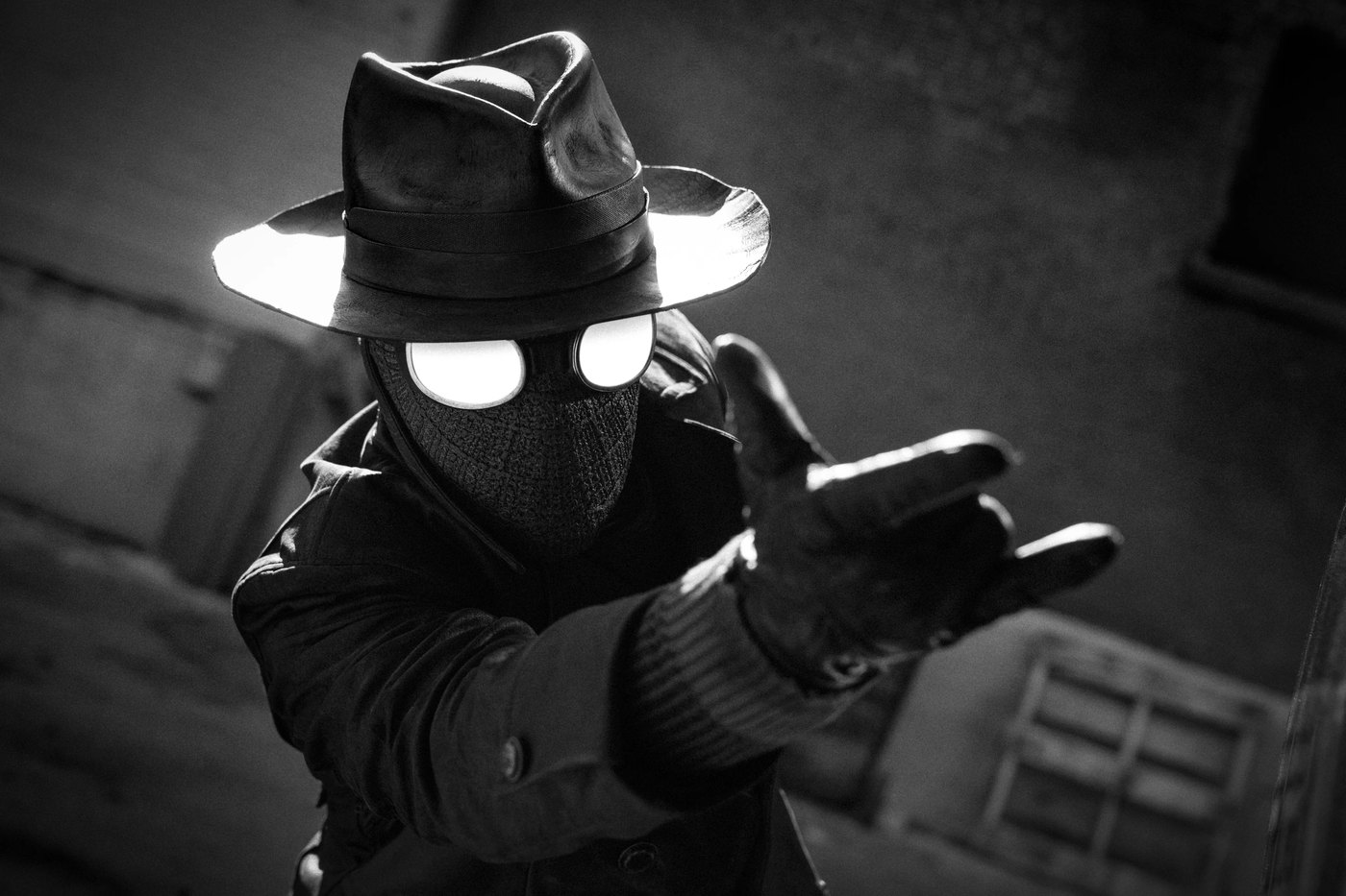 Nicolas Cage in costume as Spider-Noir