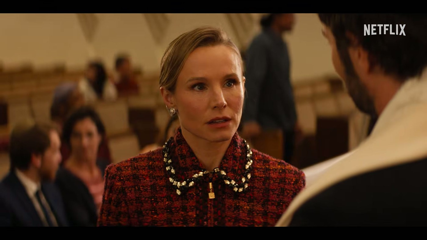 Kristen Bell as Joanne standing in a synagogue in a scene from the Nobody Wants This Season 3 trailer