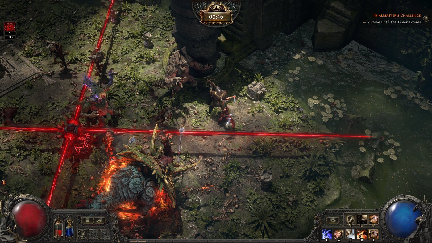 Path of Exile 2 gameplay screenshot showing combat and loot drops