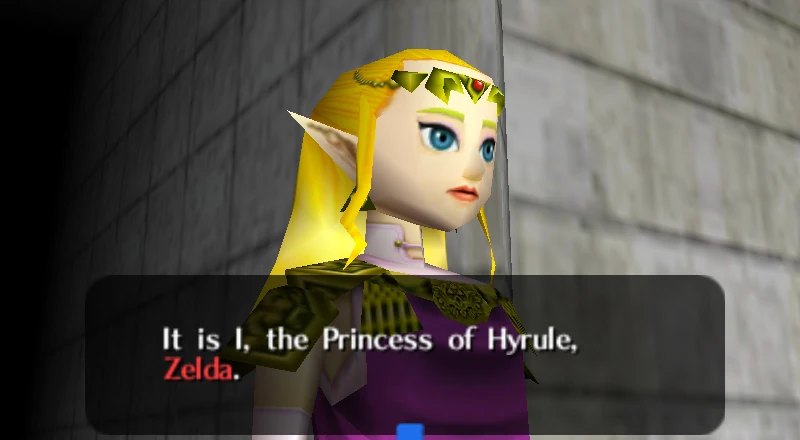 Princess Zelda in the original Nintendo 64 Ocarina of Time
