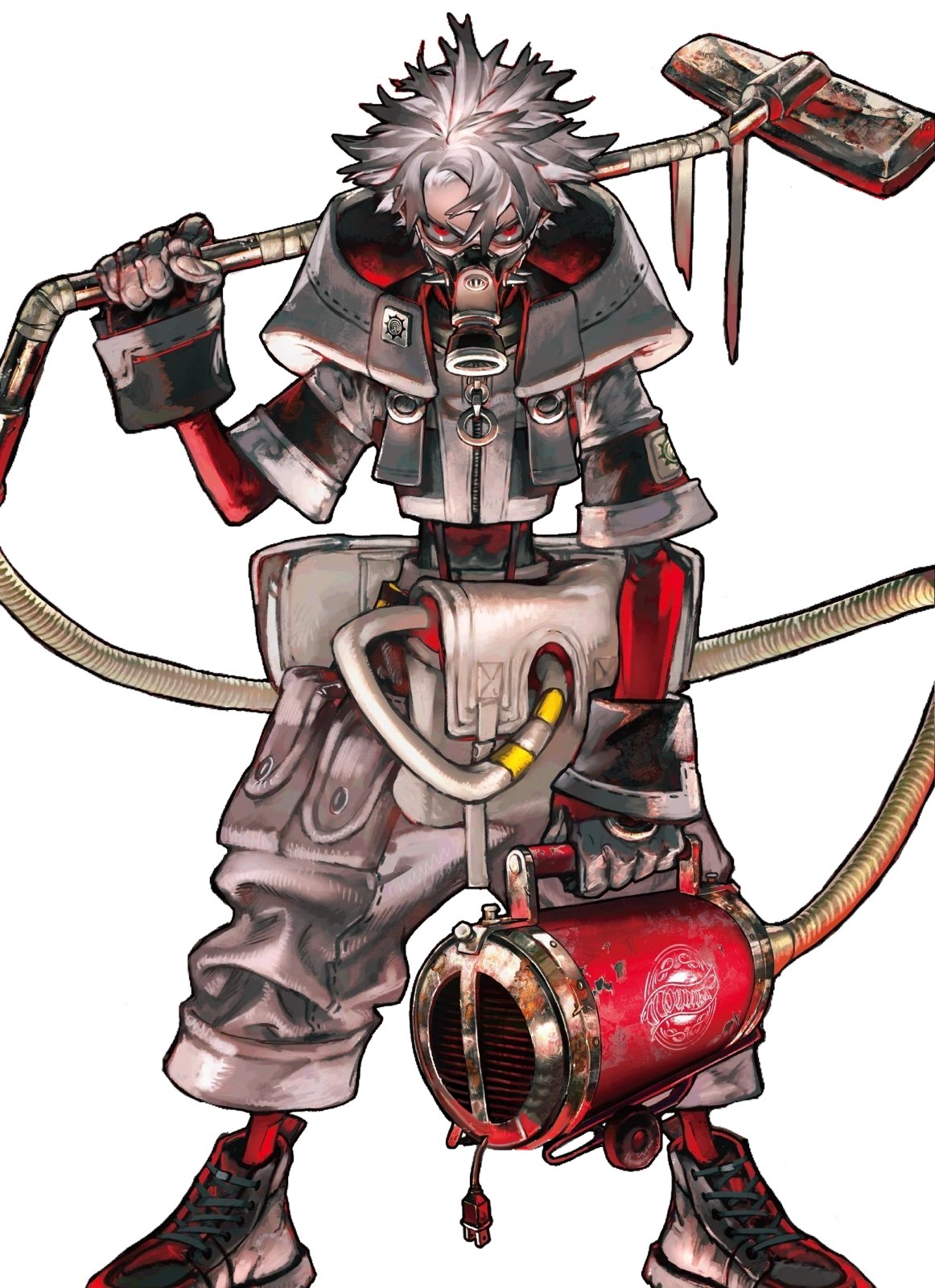 Rudo Surebrec wearing his trash-built gear
