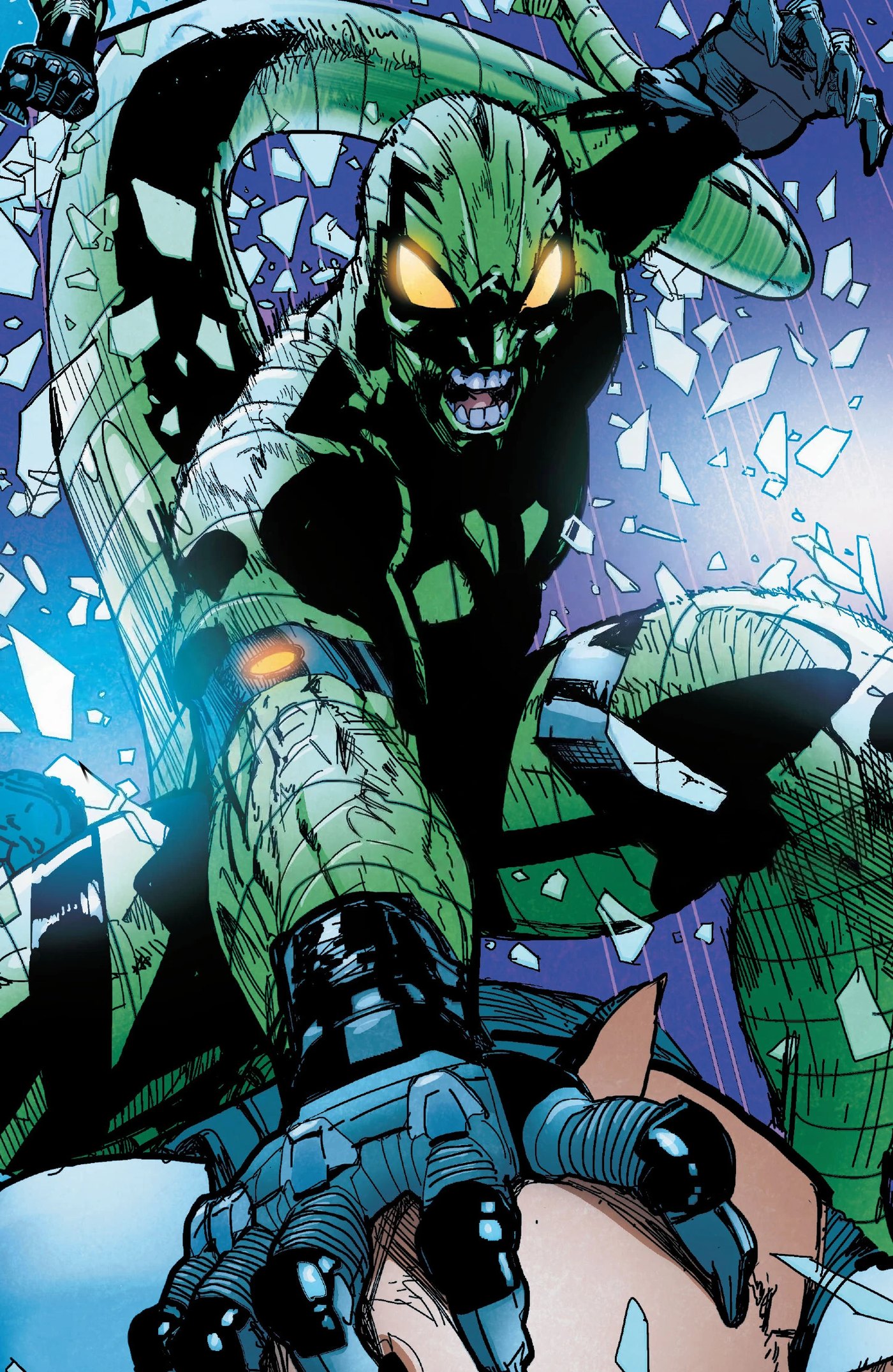 Scorpion, Mac Gargan in powered exosuit, Marvel Comics art