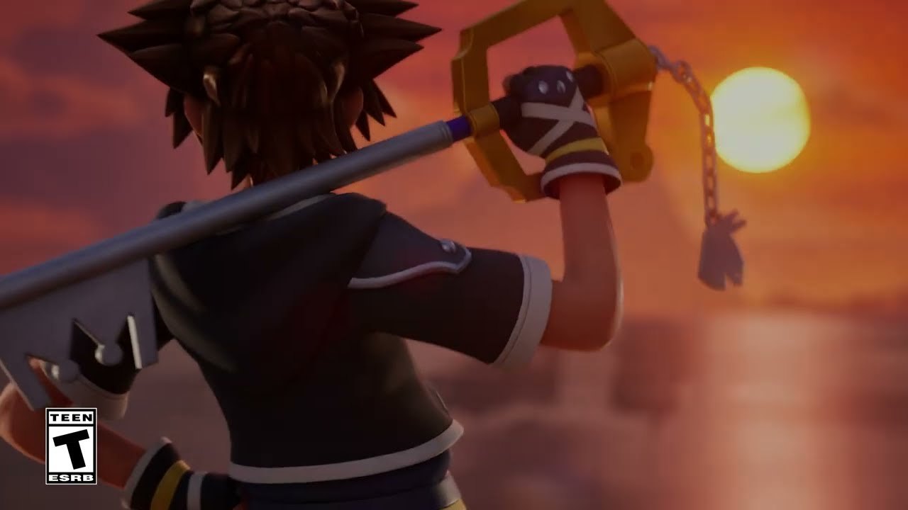 Sora wielding his Keyblade in the Fortnite x Kingdom Hearts trailer
