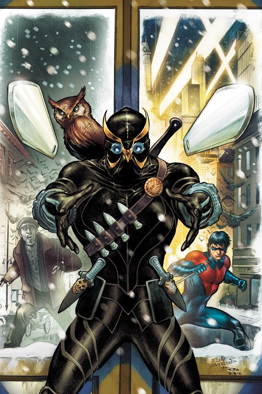 A Court of Owls Talon assassin on a comic cover