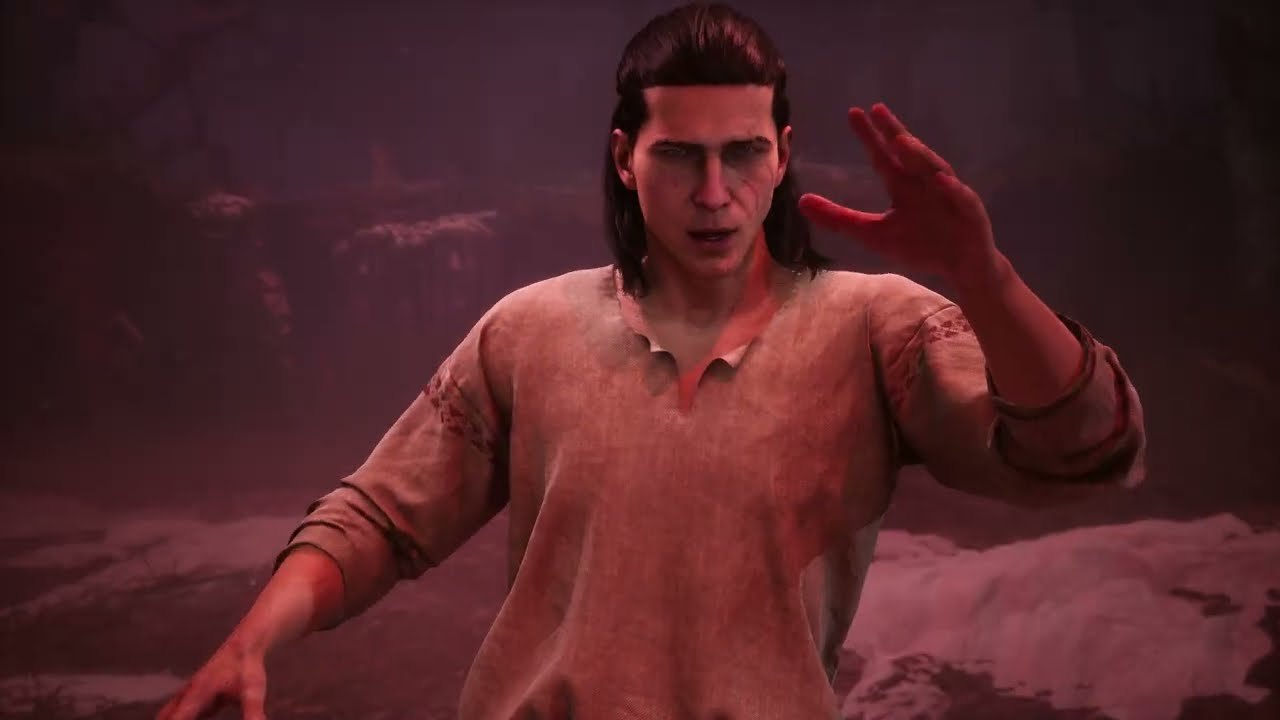 Coen raising a bloodied hand, using a vampiric power in The Blood of Dawnwalker