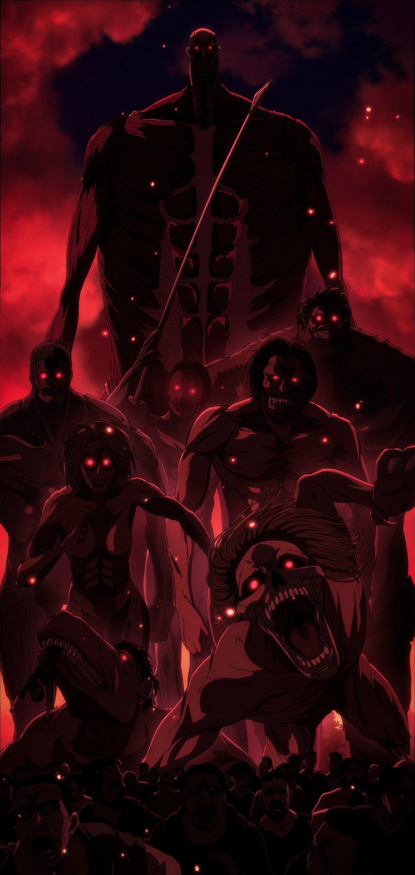 The Nine Titans of Attack on Titan arrayed together