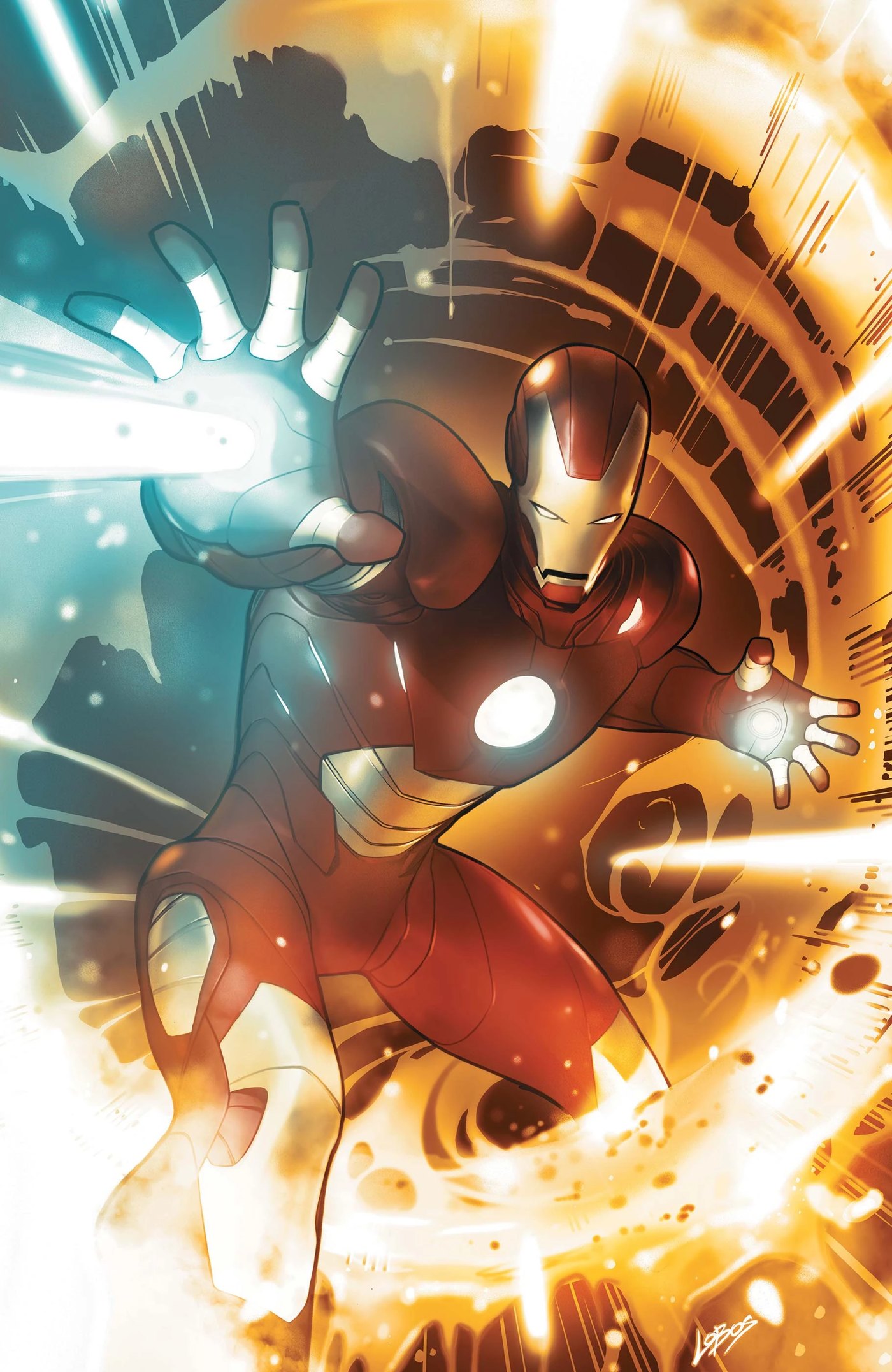 Tony Stark flying in his Iron Man armor