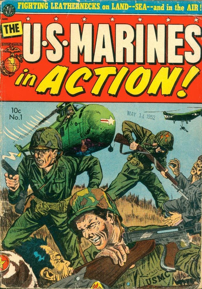 Cover of the vintage 1952 war comic US Marines in Action No. 1