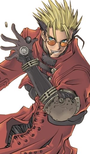 Vash the Stampede with his mechanical arm in Trigun Stampede