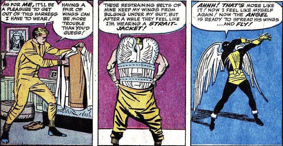 Warren Worthington III reveals his wings as Angel in the original Uncanny X-Men comics