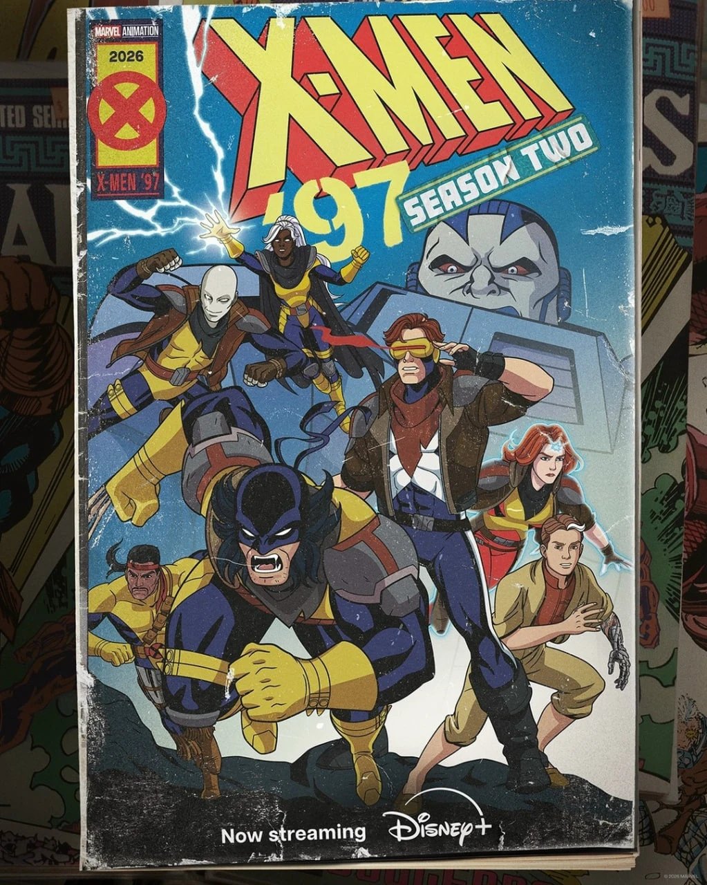 Comic cover style poster for X-Men 97 season two showing the team