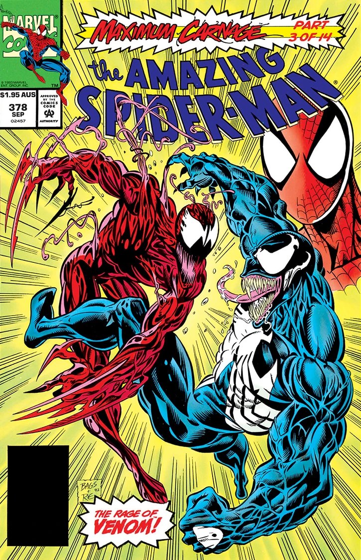 Cover of The Amazing Spider-Man #378, part of Maximum Carnage, 1993