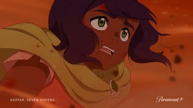 An Avatar: Seven Havens character caught in a gust of wind, official trailer still