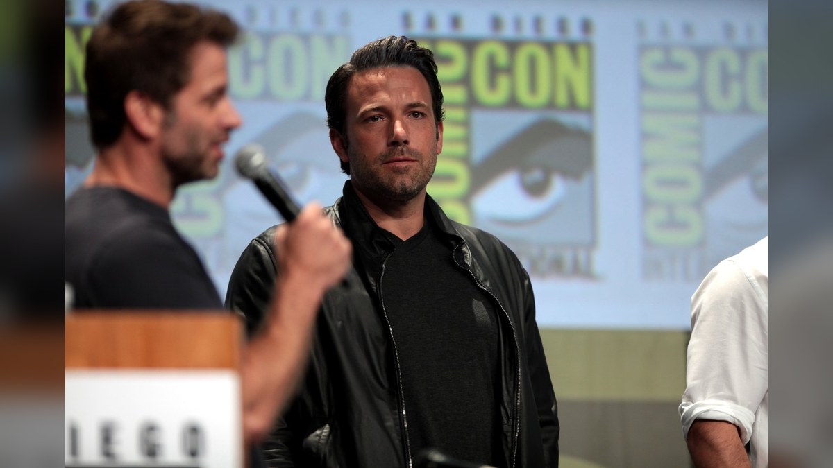 Ben Affleck speaking on stage at San Diego Comic-Con