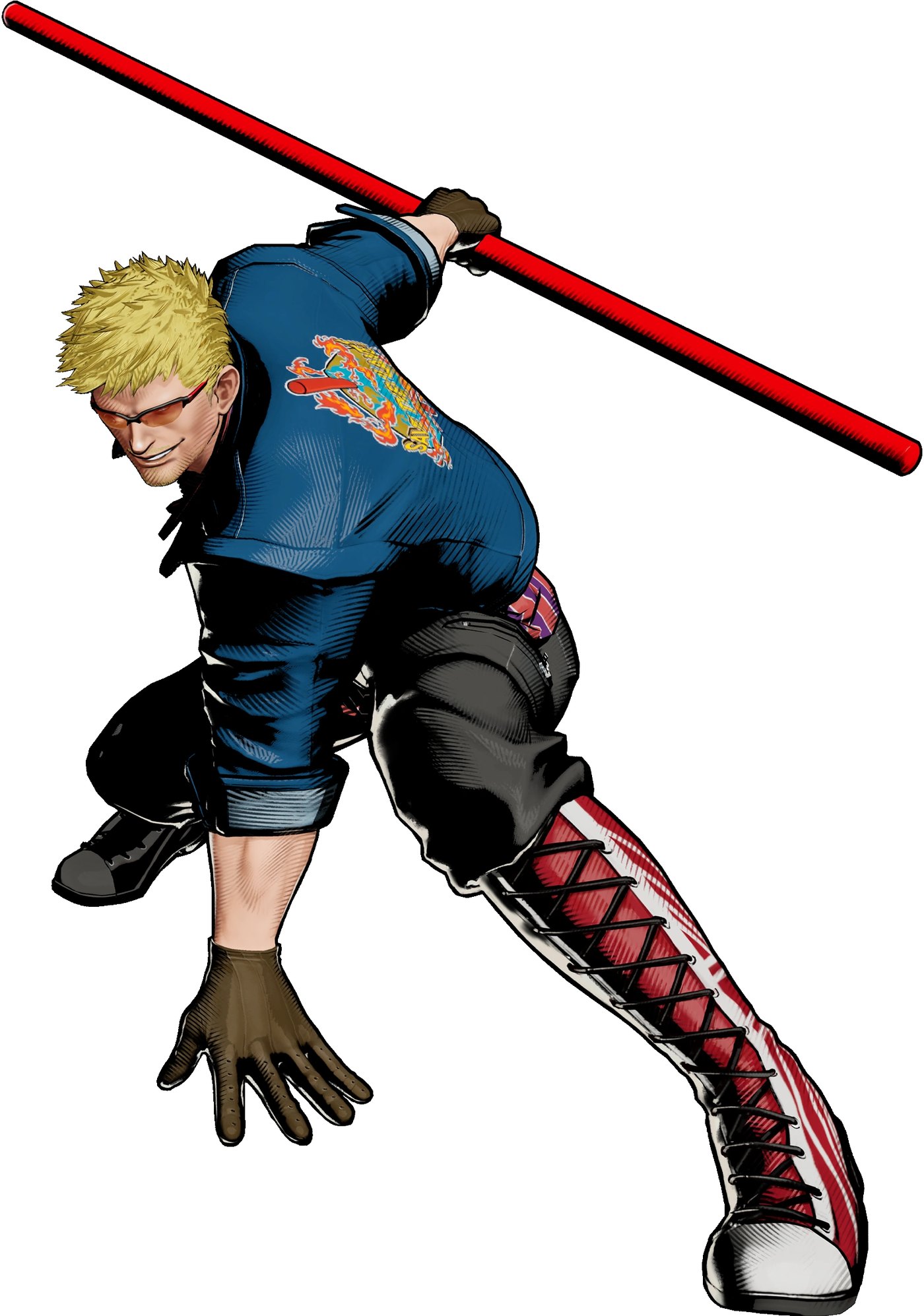 Billy Kane using his bo staff in Fatal Fury: City of the Wolves