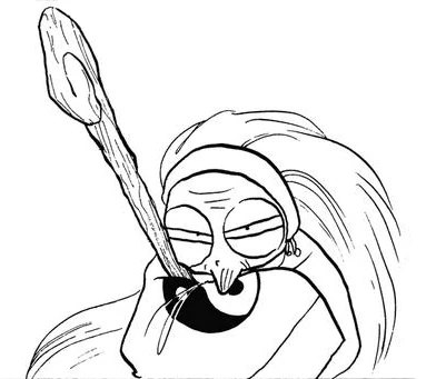 Cologne, the Amazon elder, in Ranma 1/2 manga art