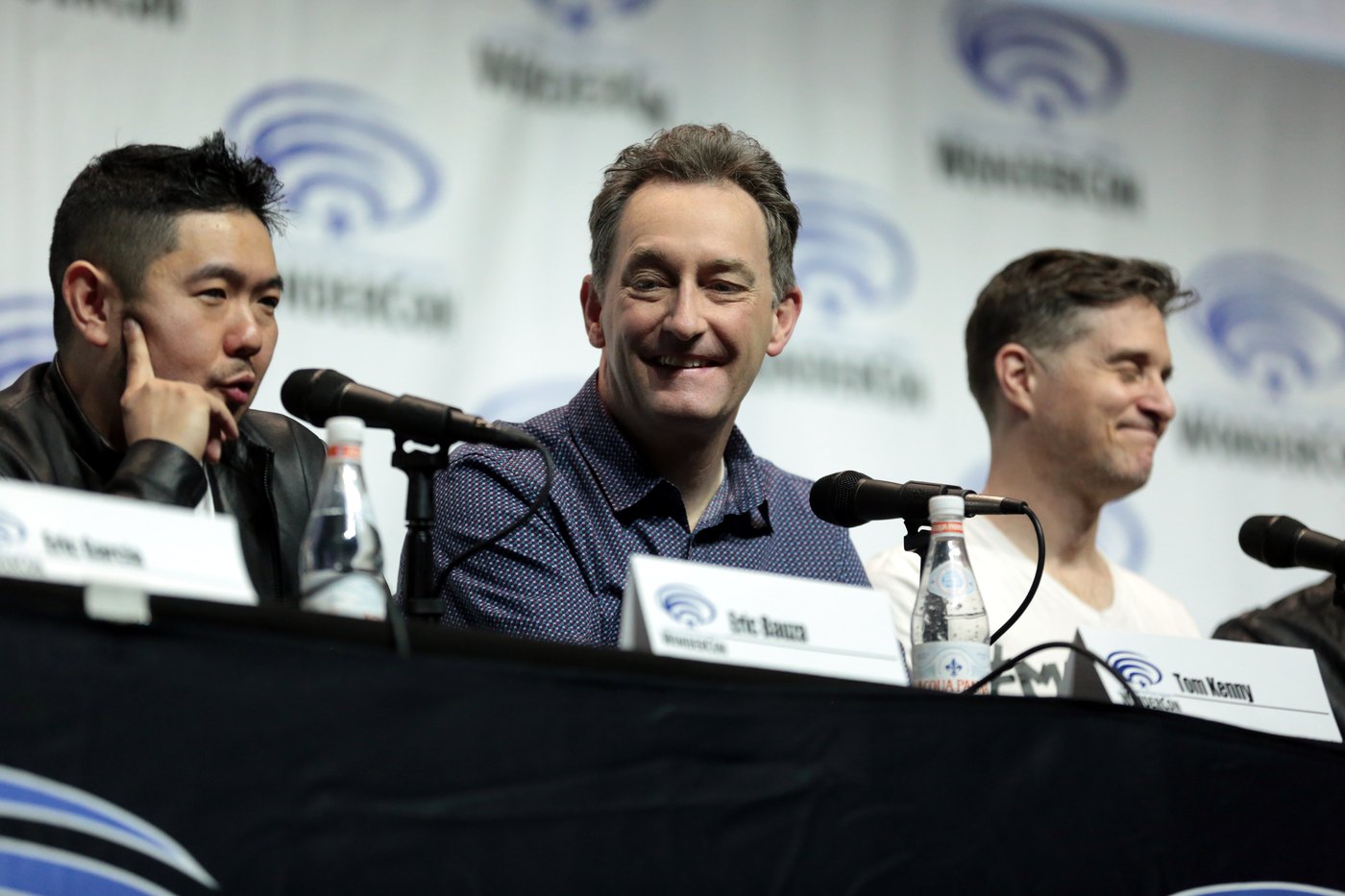 Eric Bauza on a convention voice-acting panel with fellow performers