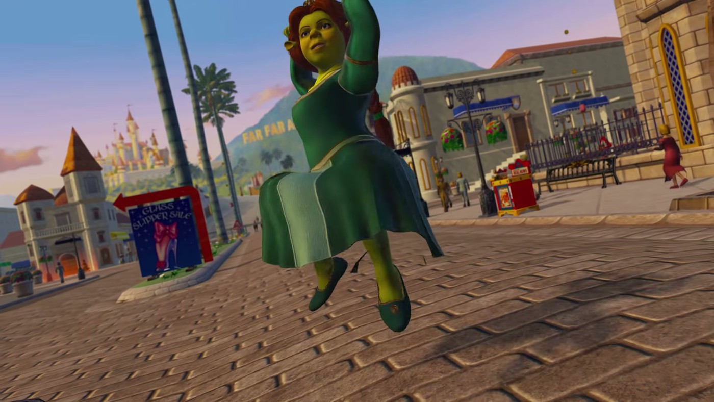 Fiona running through Far Far Away in Shrek 2 Remastered