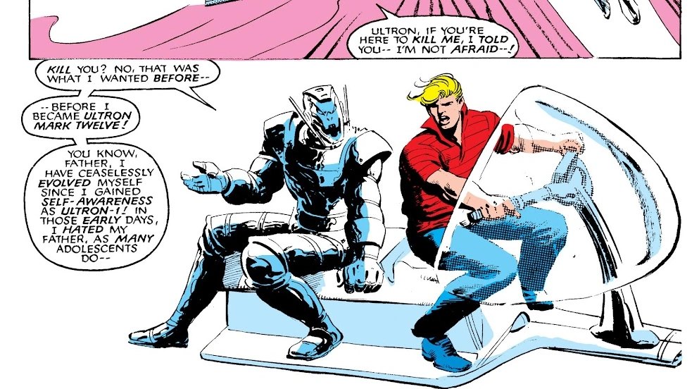 Hank Pym confronts his creation Ultron in Marvel Comics
