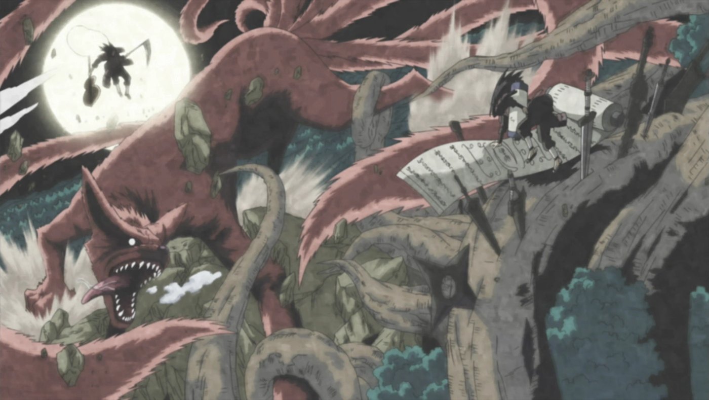 Madara Uchiha and Hashirama Senju clashing in battle