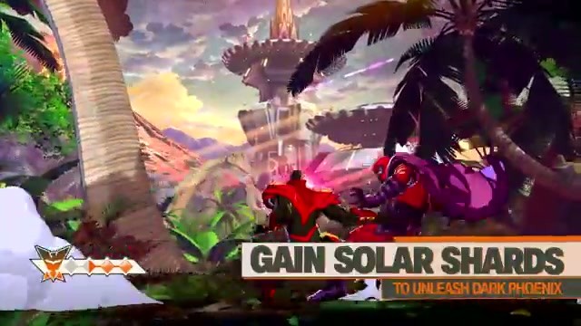 Phoenix Cyclops fighting with the Gain Solar Shards meter on screen