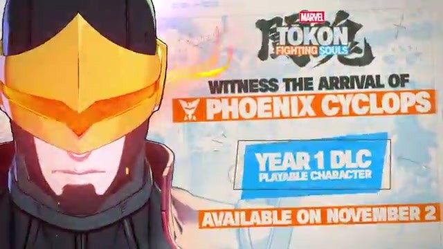 End card reading Witness the Arrival of Phoenix Cyclops, Year 1 DLC, available November 2