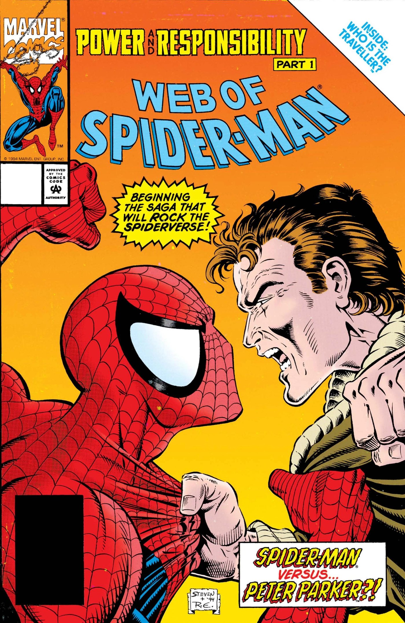 Cover of Web of Spider-Man #117, 1994, the opening chapter of the Clone Saga