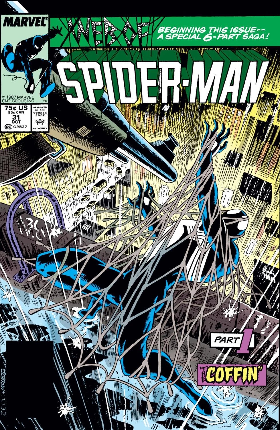Cover of Web of Spider-Man #31, opening chapter of Kraven's Last Hunt